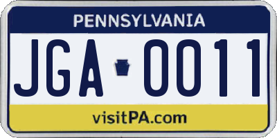 PA license plate JGA0011