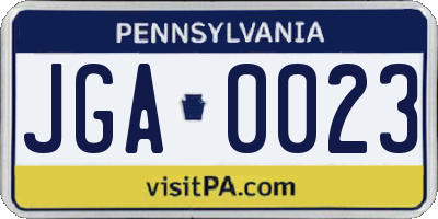 PA license plate JGA0023