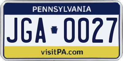 PA license plate JGA0027