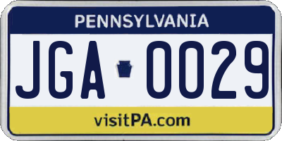 PA license plate JGA0029