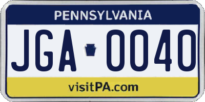 PA license plate JGA0040