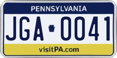 PA license plate JGA0041