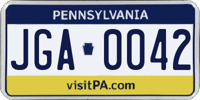 PA license plate JGA0042