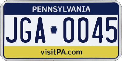 PA license plate JGA0045