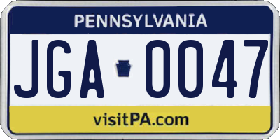 PA license plate JGA0047