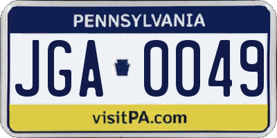 PA license plate JGA0049