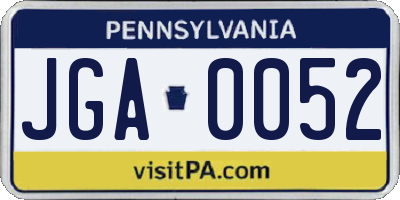 PA license plate JGA0052