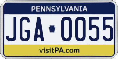 PA license plate JGA0055