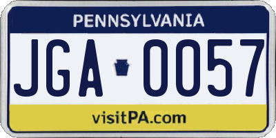 PA license plate JGA0057