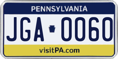 PA license plate JGA0060