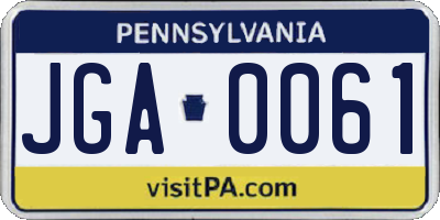 PA license plate JGA0061