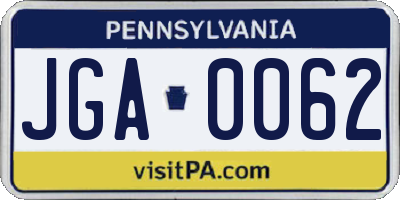 PA license plate JGA0062