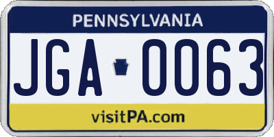 PA license plate JGA0063
