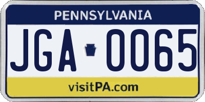 PA license plate JGA0065