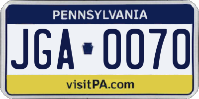 PA license plate JGA0070