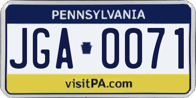 PA license plate JGA0071