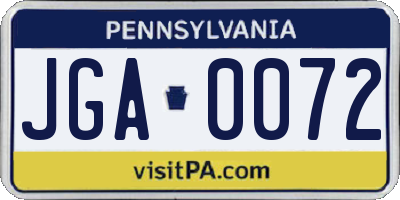 PA license plate JGA0072
