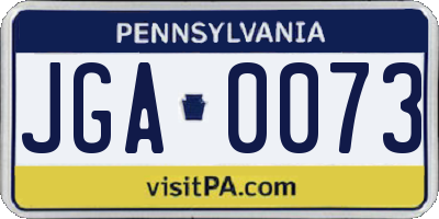 PA license plate JGA0073