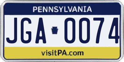 PA license plate JGA0074