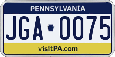 PA license plate JGA0075