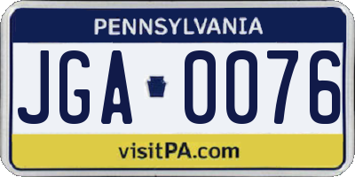 PA license plate JGA0076