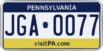 PA license plate JGA0077