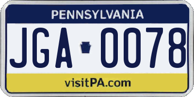 PA license plate JGA0078