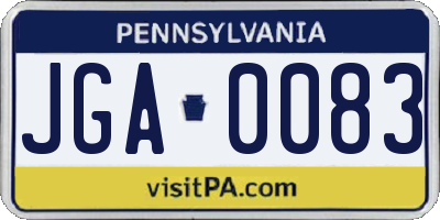 PA license plate JGA0083