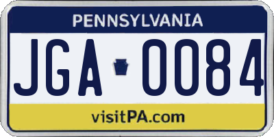 PA license plate JGA0084