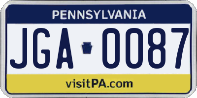 PA license plate JGA0087