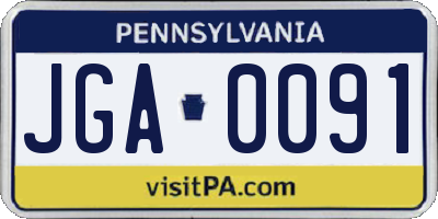 PA license plate JGA0091