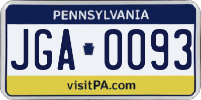 PA license plate JGA0093