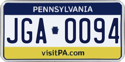 PA license plate JGA0094