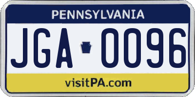 PA license plate JGA0096