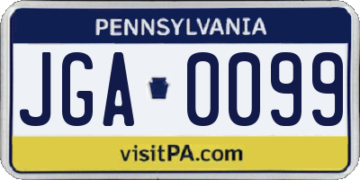 PA license plate JGA0099