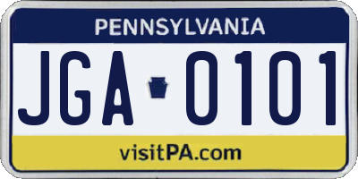 PA license plate JGA0101