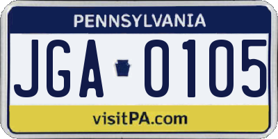 PA license plate JGA0105