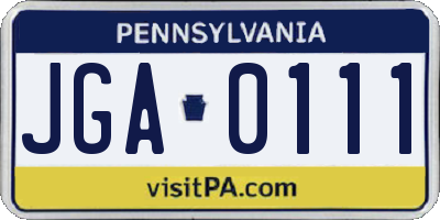 PA license plate JGA0111
