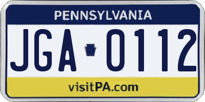 PA license plate JGA0112