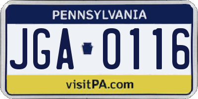 PA license plate JGA0116