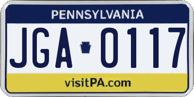 PA license plate JGA0117