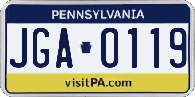 PA license plate JGA0119