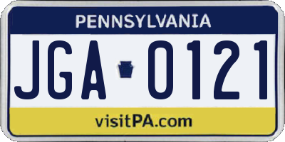PA license plate JGA0121