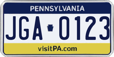 PA license plate JGA0123