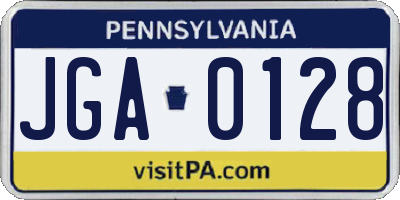 PA license plate JGA0128