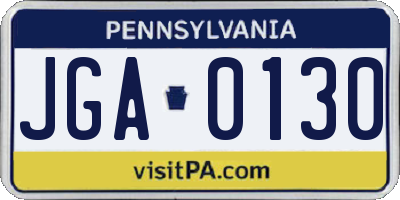 PA license plate JGA0130