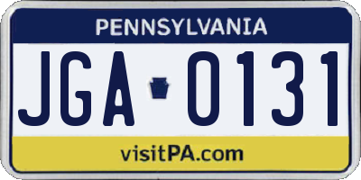 PA license plate JGA0131