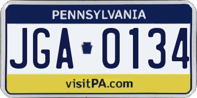 PA license plate JGA0134