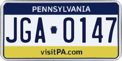 PA license plate JGA0147