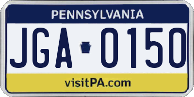 PA license plate JGA0150